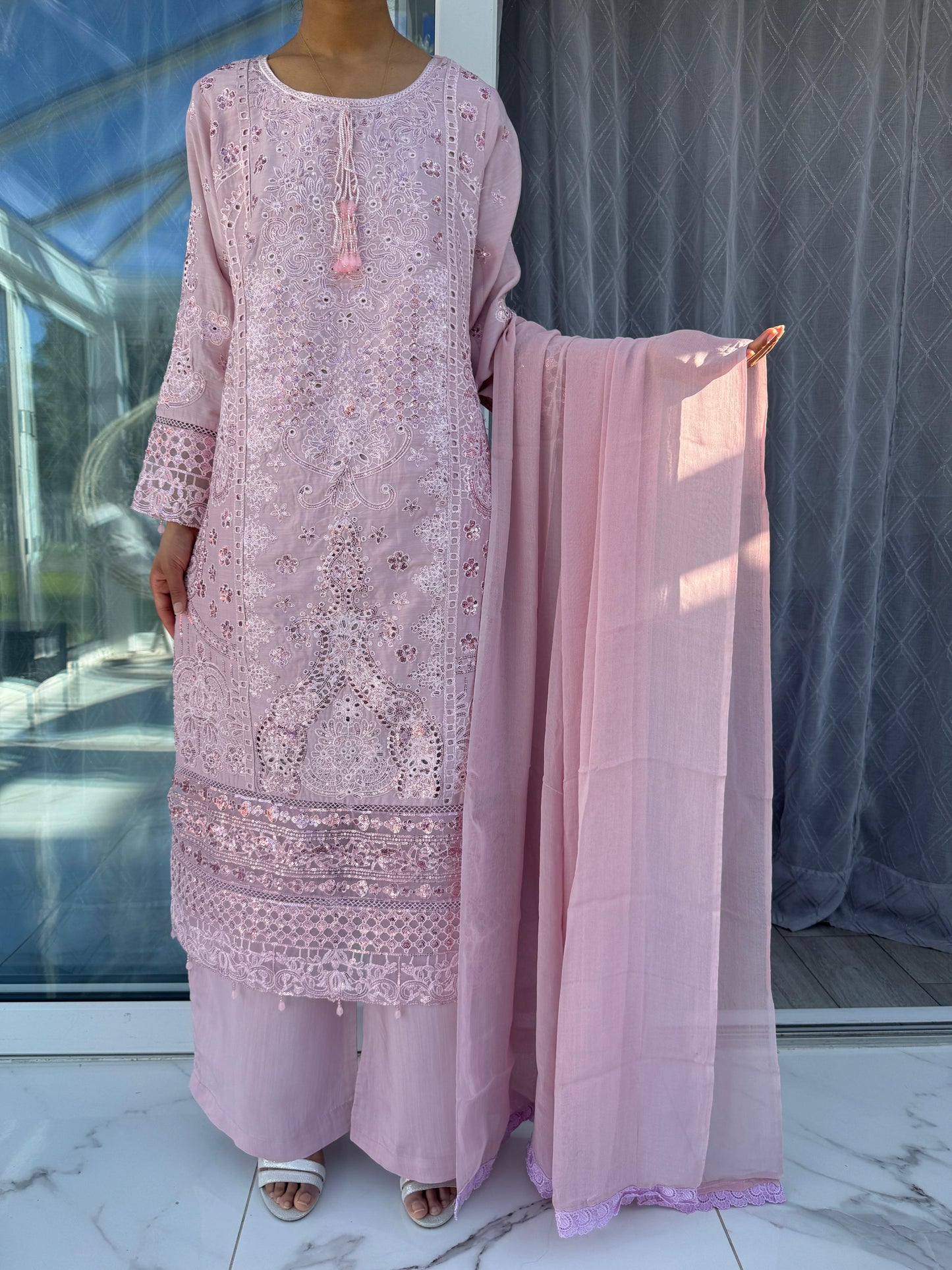 IRSA - Mother/daughter embroidered viscose kameez with plazo