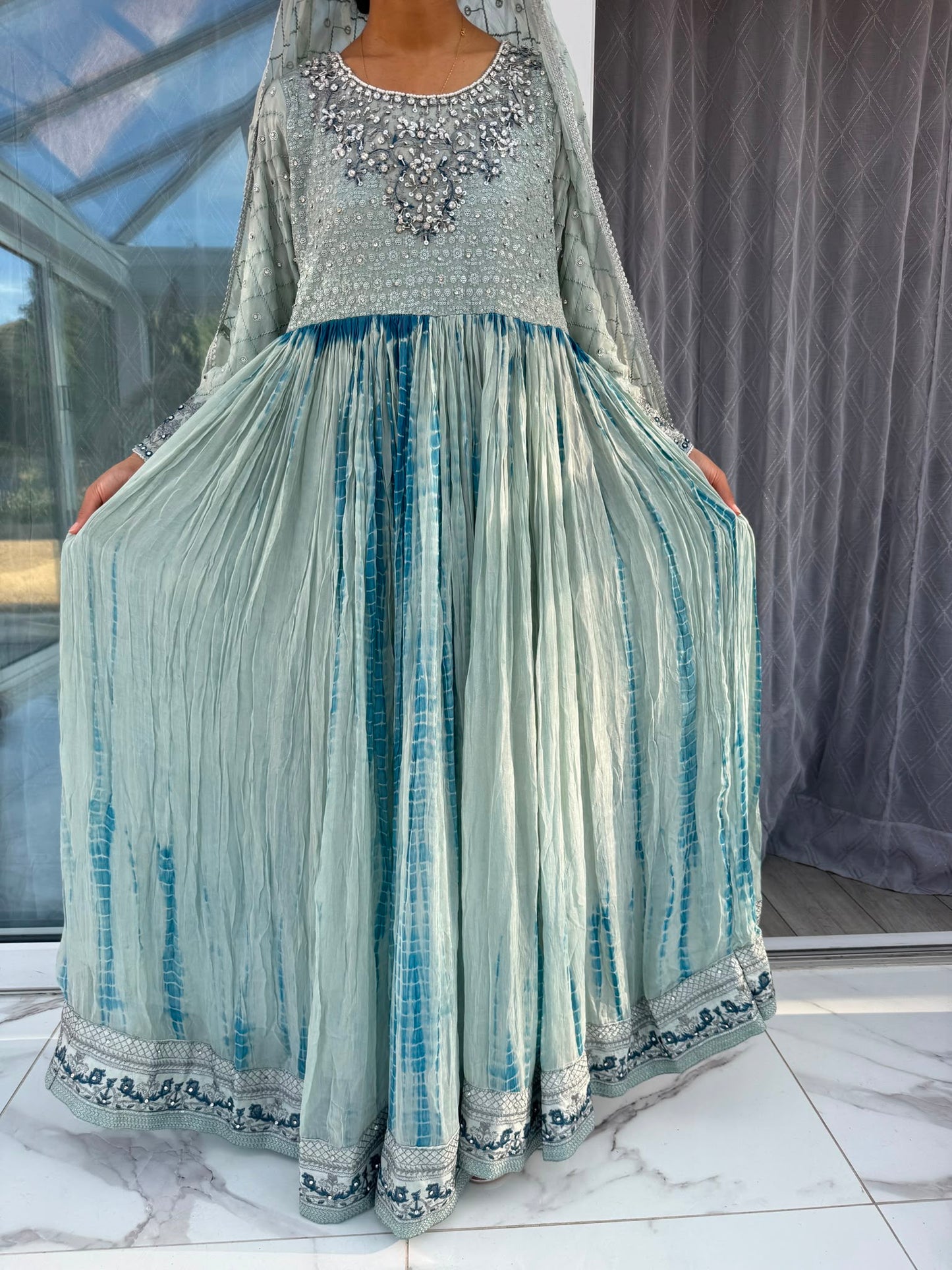 AYLA - Embroidered chiffon partywear maxi dress