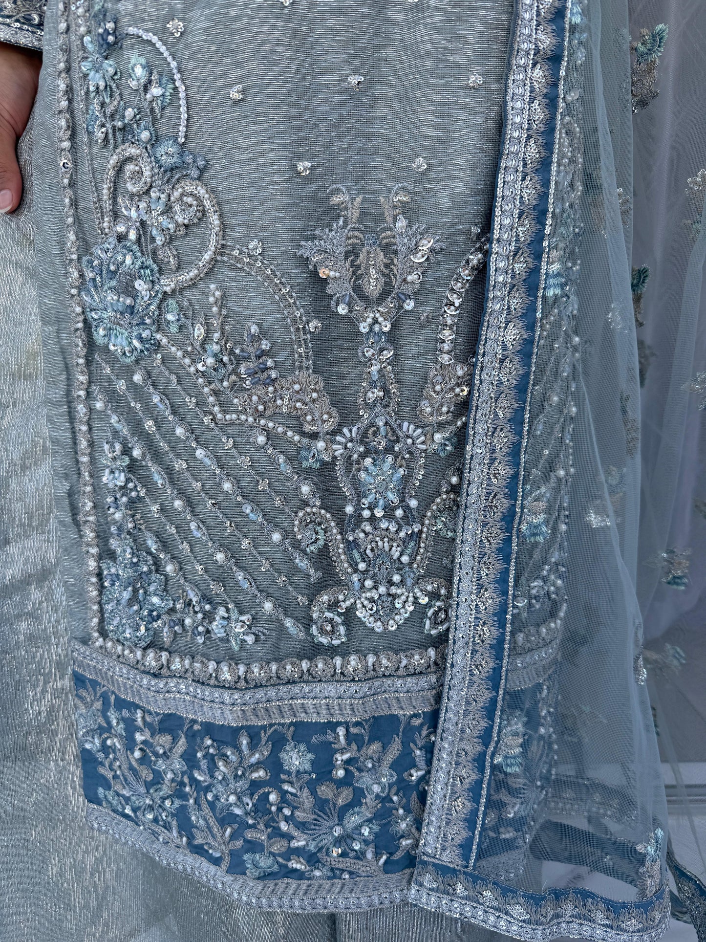 MAIRA - Handwork embellished net kameez with sharara