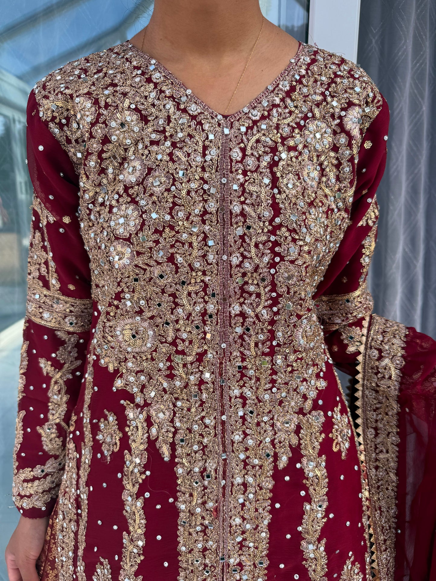 JHALAK - Embroidered chiffon kameez with brocade lengha