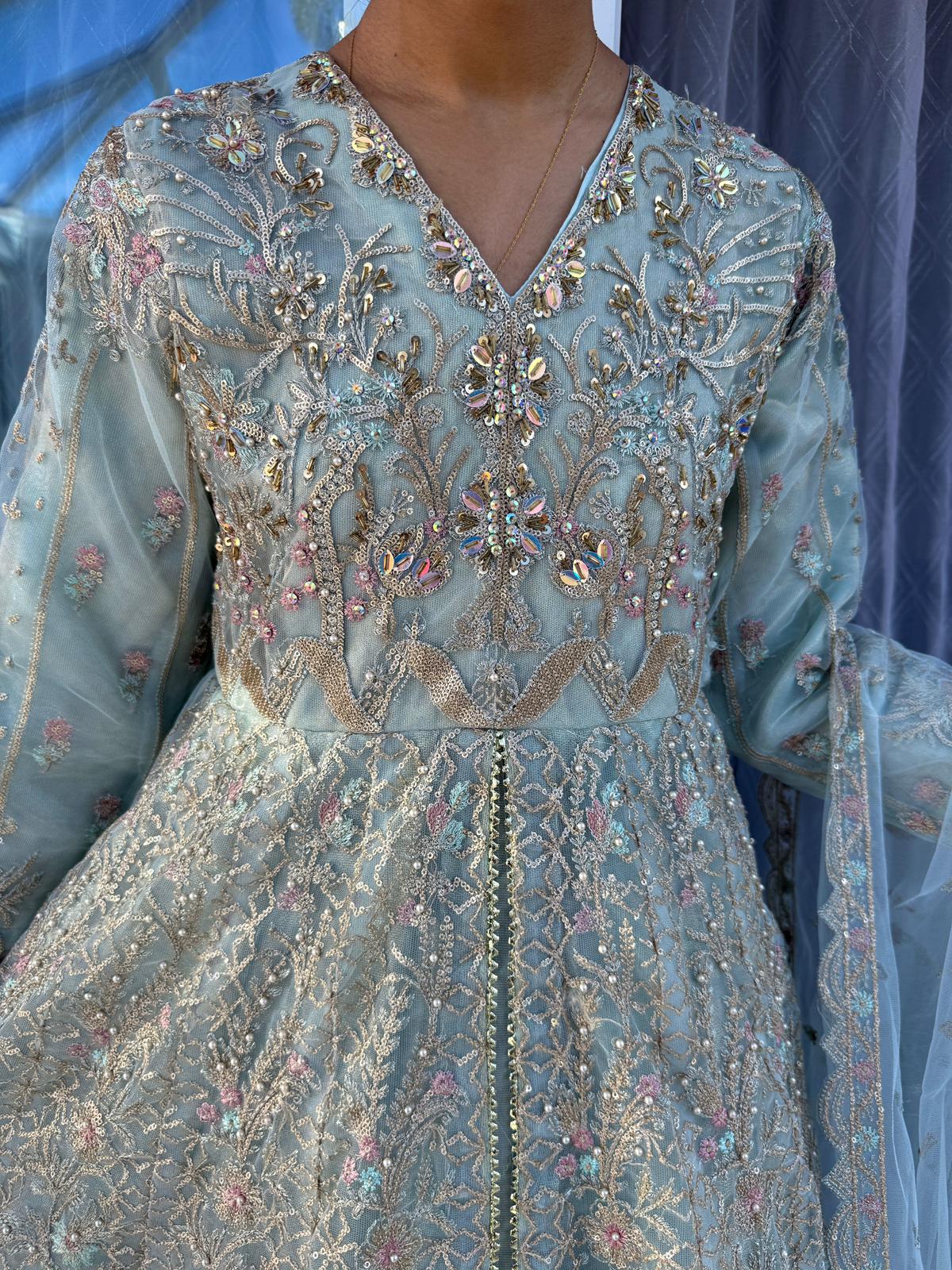 MUSHQ - Embroidered double layered net dress with handwork and pearls