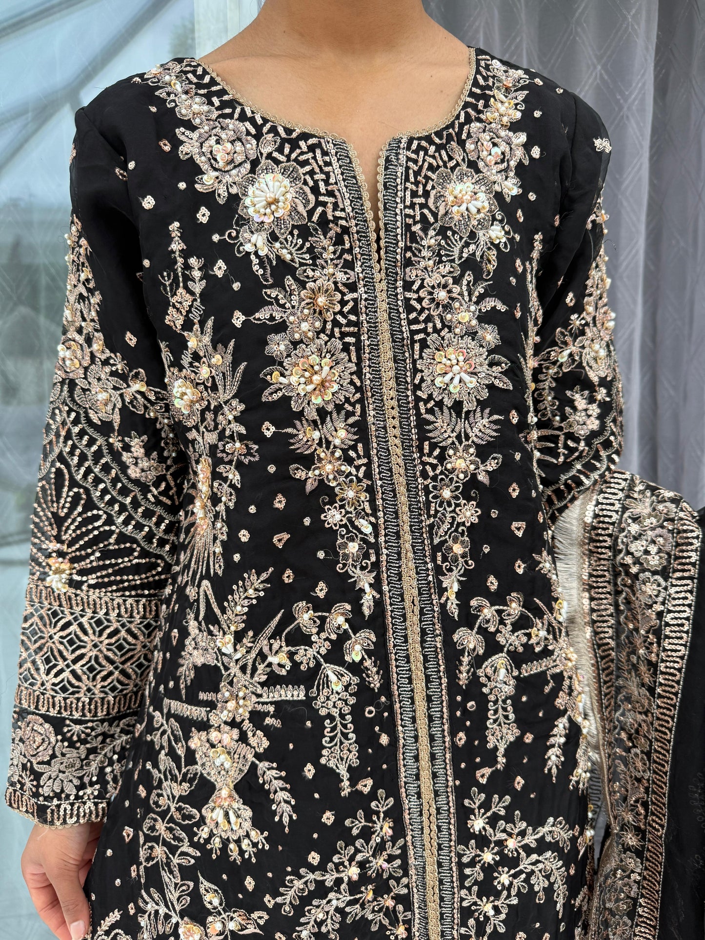 ZIKR-E-YAAR - Embroidered organza readymade outfit