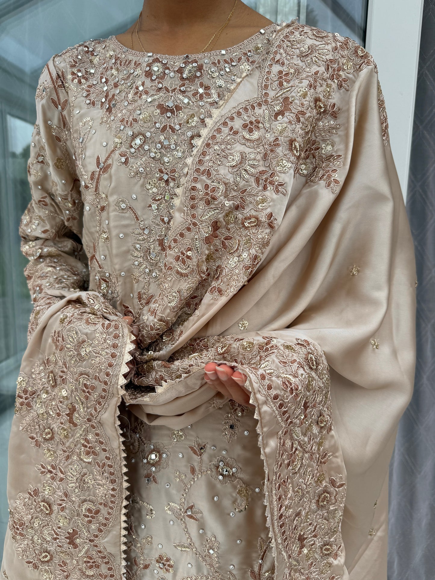 SAHIBA - Embroidered silk kameez with plazo & embroidered silk dupatta