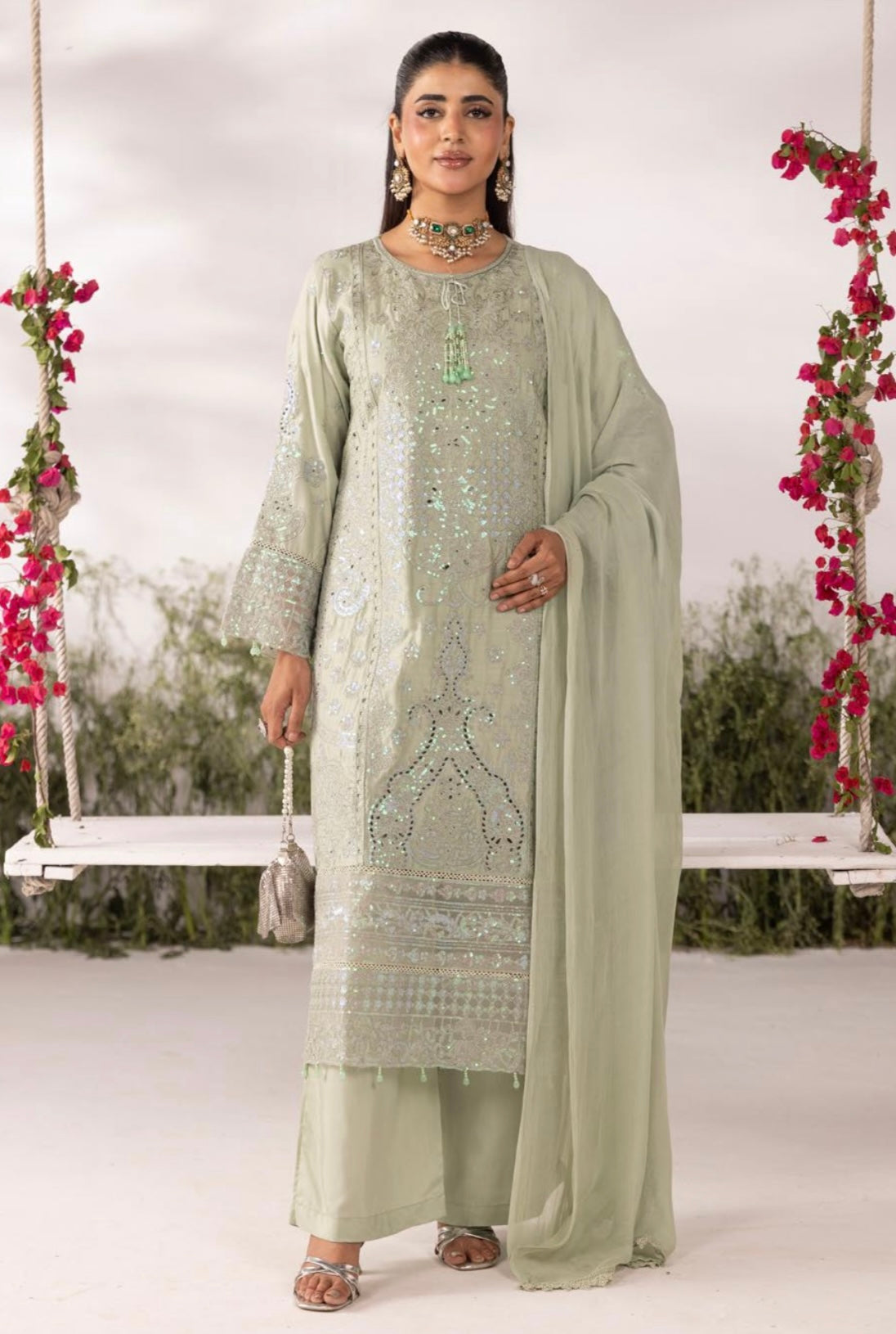 IRSA - Mother/daughter embroidered viscose kameez with plazo
