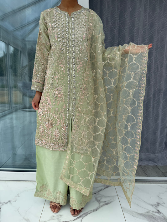 INAYA - Embroidered organza kameez with plazo and dupatta