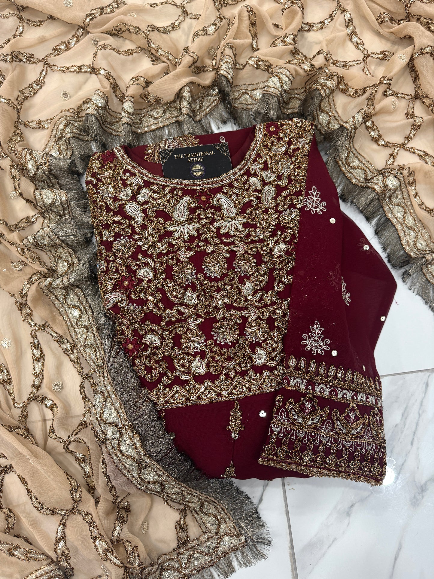 ISHQ - Embroidered chiffon readymade maxi dress