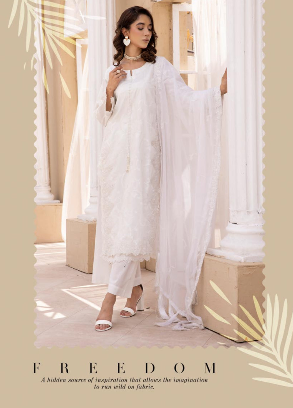 MALIKAAH BY SIMRANS - WHITE 2PC KAMEEZ AND TROUSERS