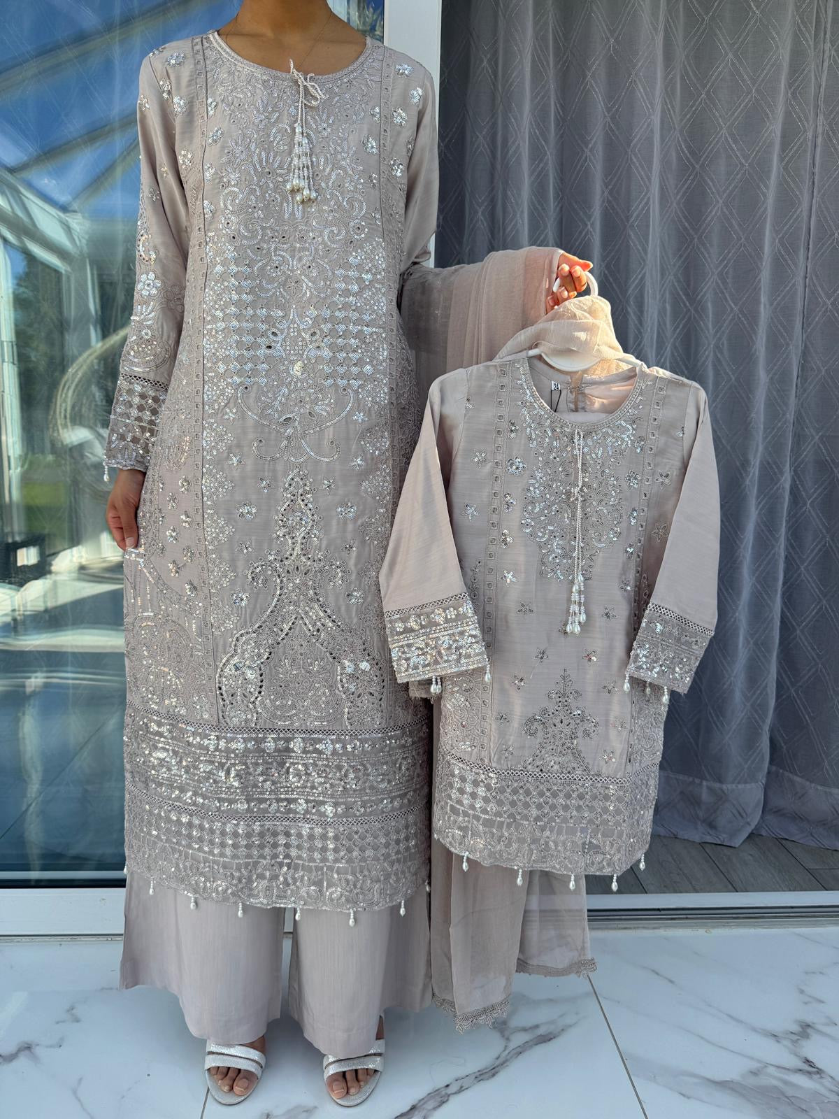 IRSA - Mother/daughter Embroidered viscose kameez with plazo