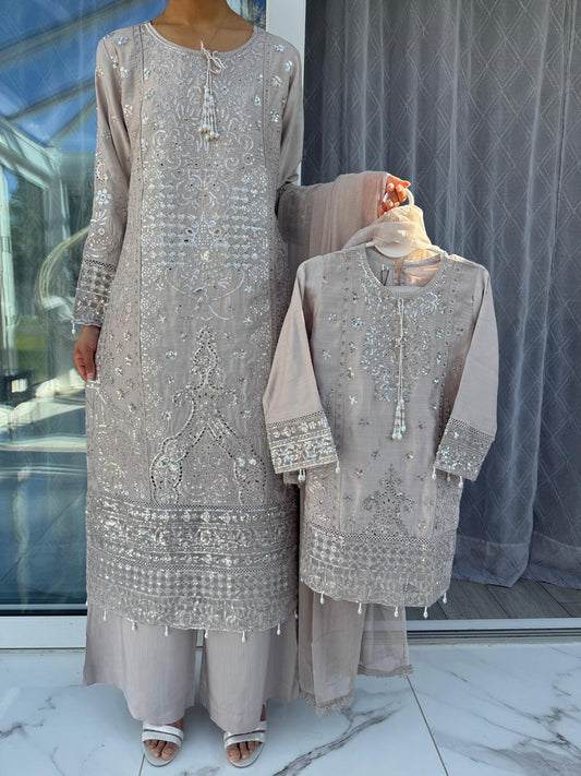 IRSA - Mother/daughter Embroidered viscose kameez with plazo