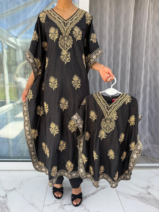 LEILA Mother/daughter - Zari embroidered luxury viscose kaftan