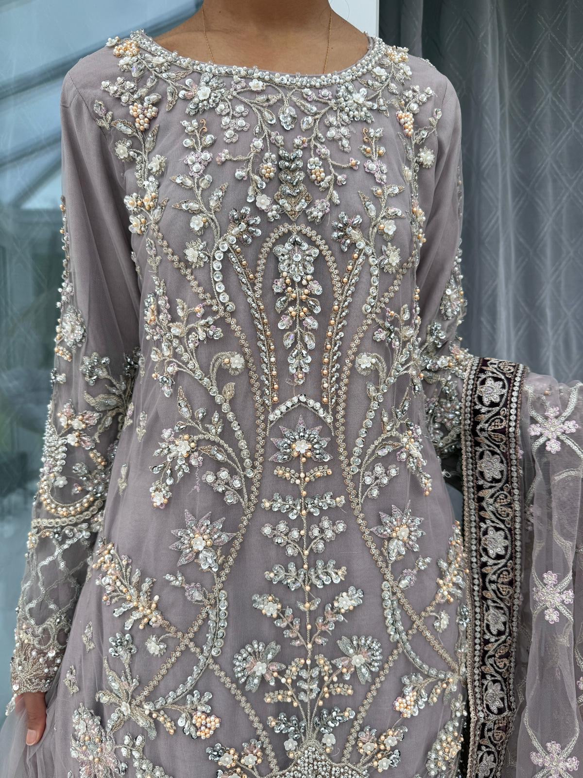 SAMAYA - Heavy embroidered net kameez with Sharara