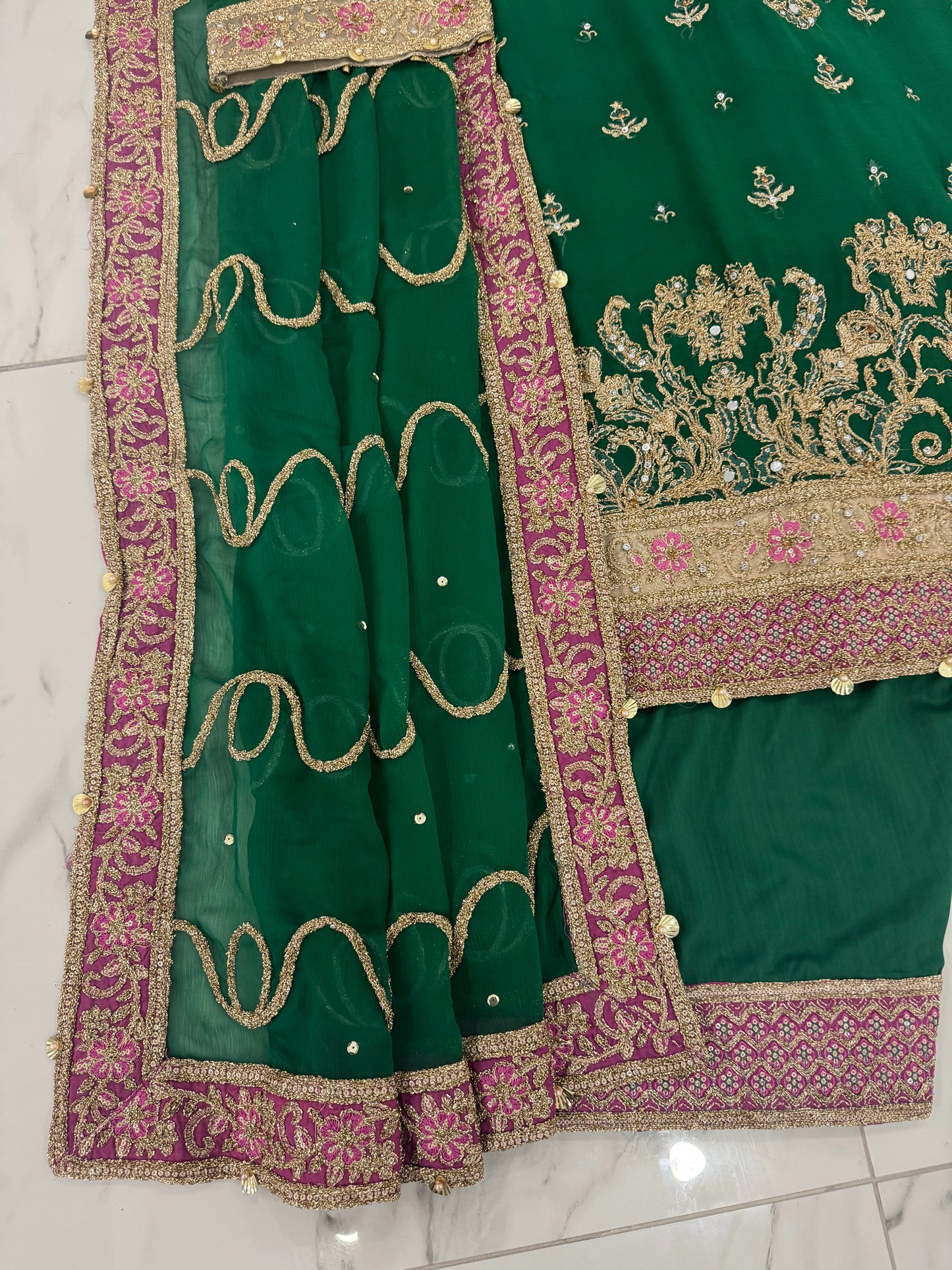 AANGAN - Embroidered chiffon outfit with shalwar