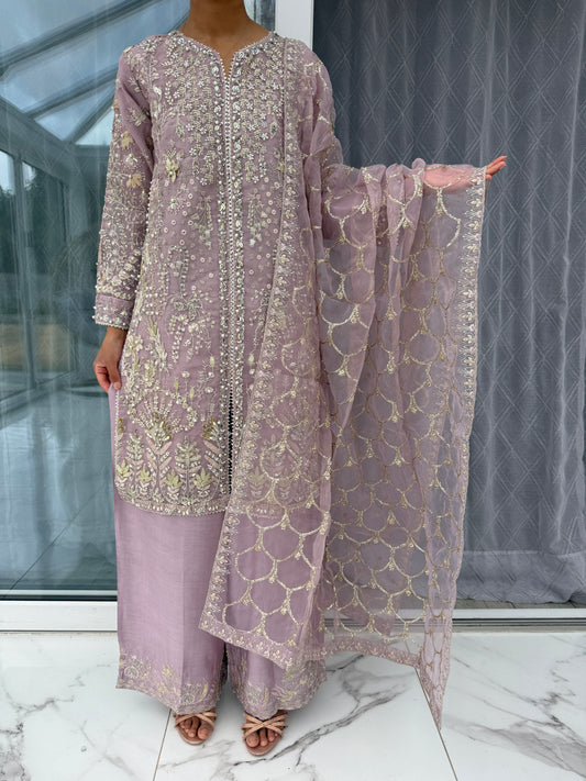 INAYA - Embroidered organza kameez with plazo and dupatta