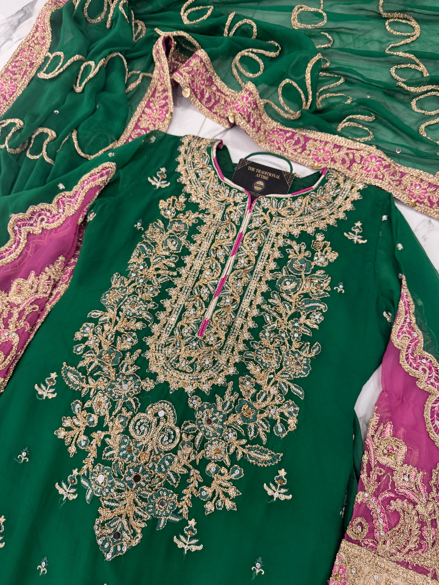 AANGAN - Embroidered chiffon outfit with shalwar