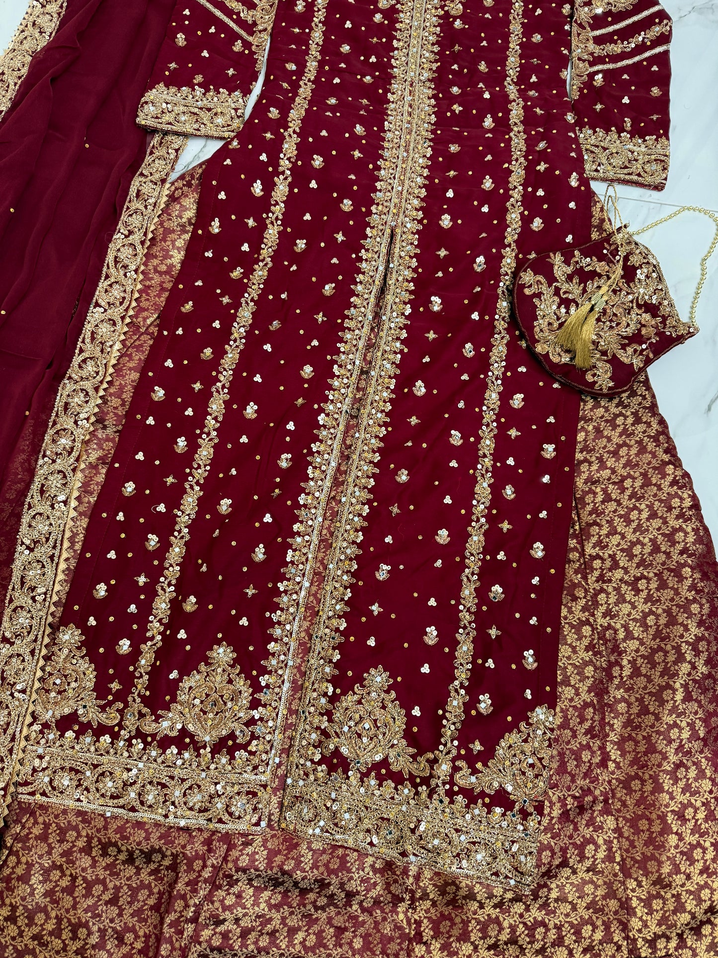 JANNAT - Embroidered chiffon kameez with brocade lengha