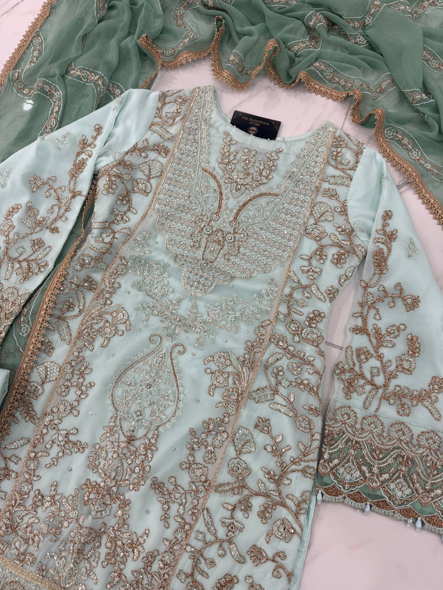 BARSAAT - Embroidered chiffon readymade outfit