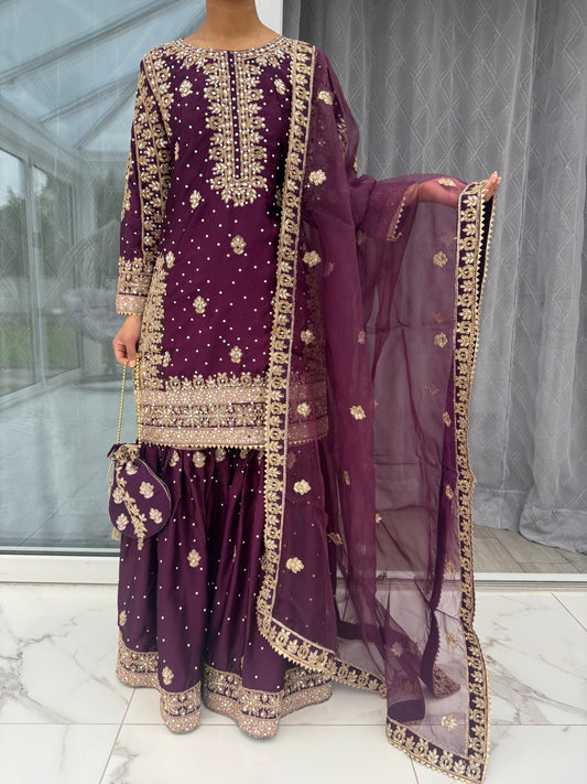 SANIA - Luxury embroidered silk gharara