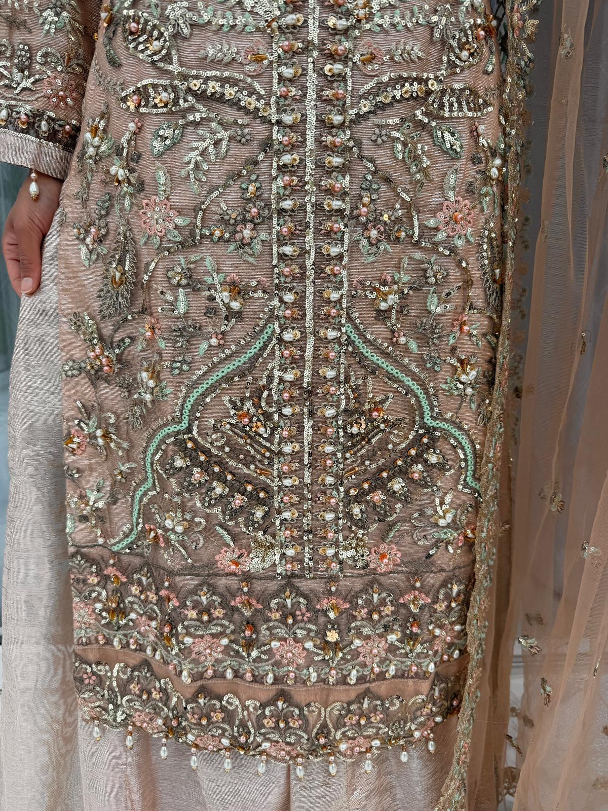 ALAIRA - Handwork embellished net outfit with Sharara