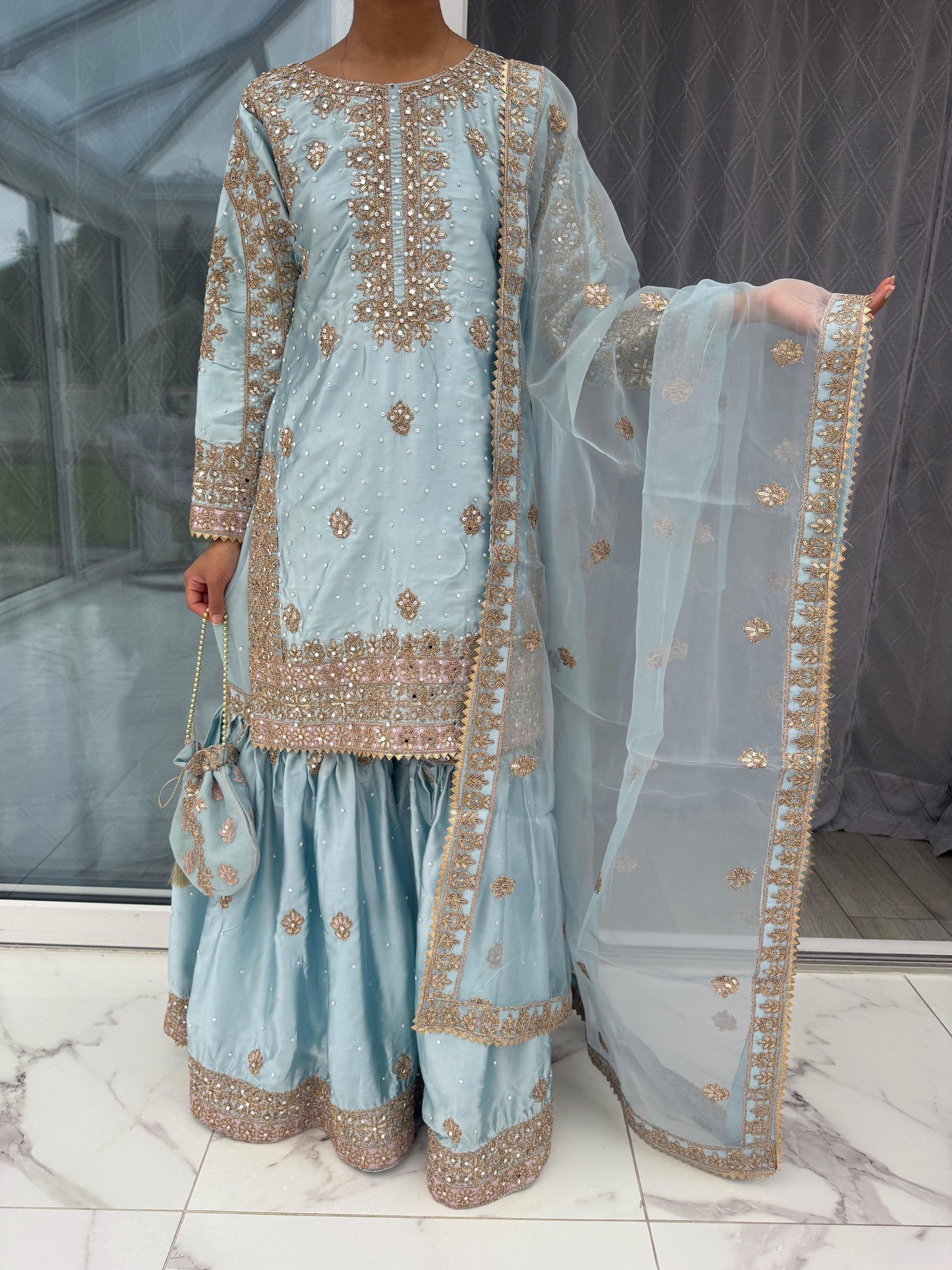 SANIA - Luxury embroidered silk gharara