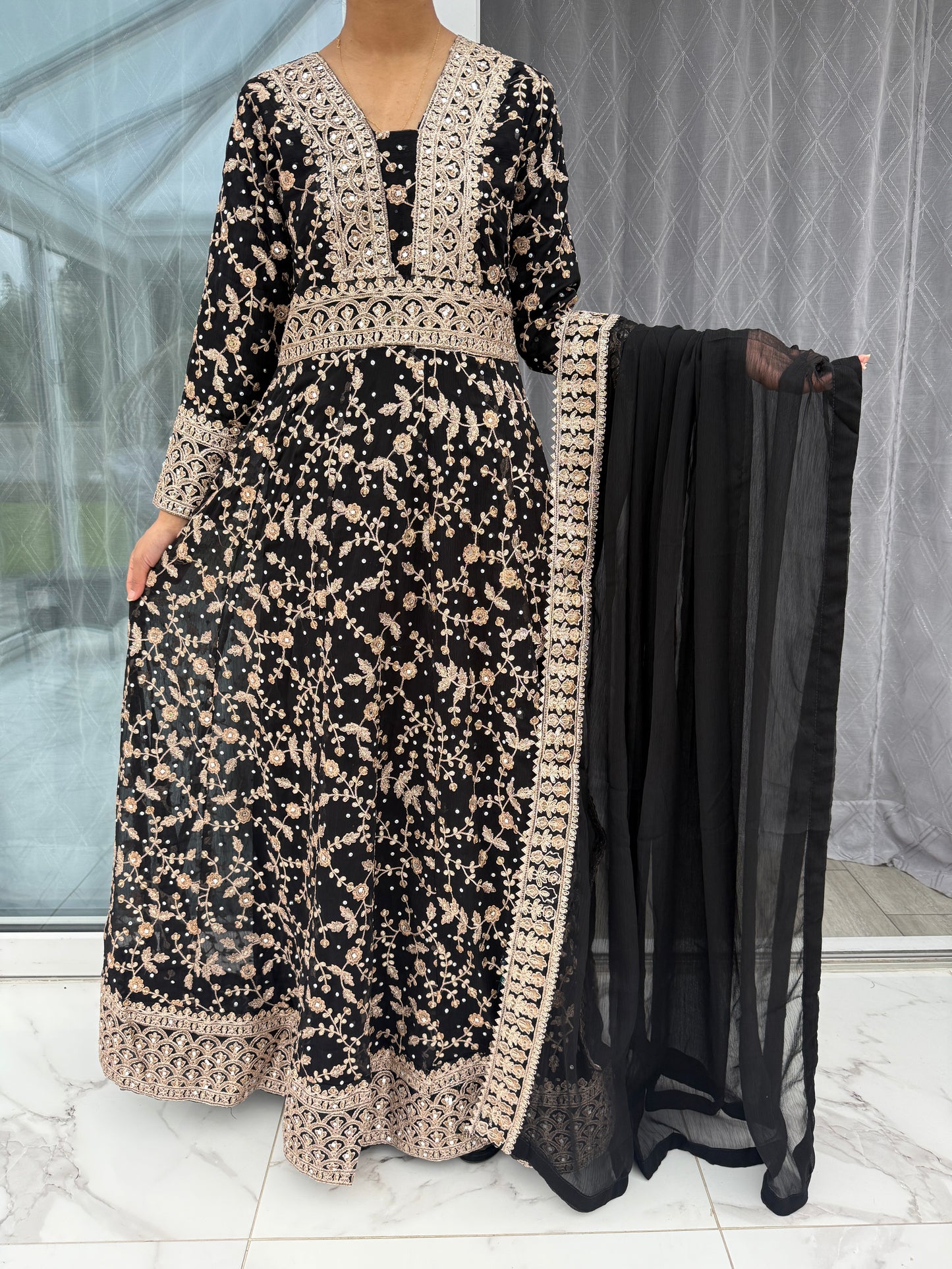 ISHQ - Embroidered chiffon maxi dress