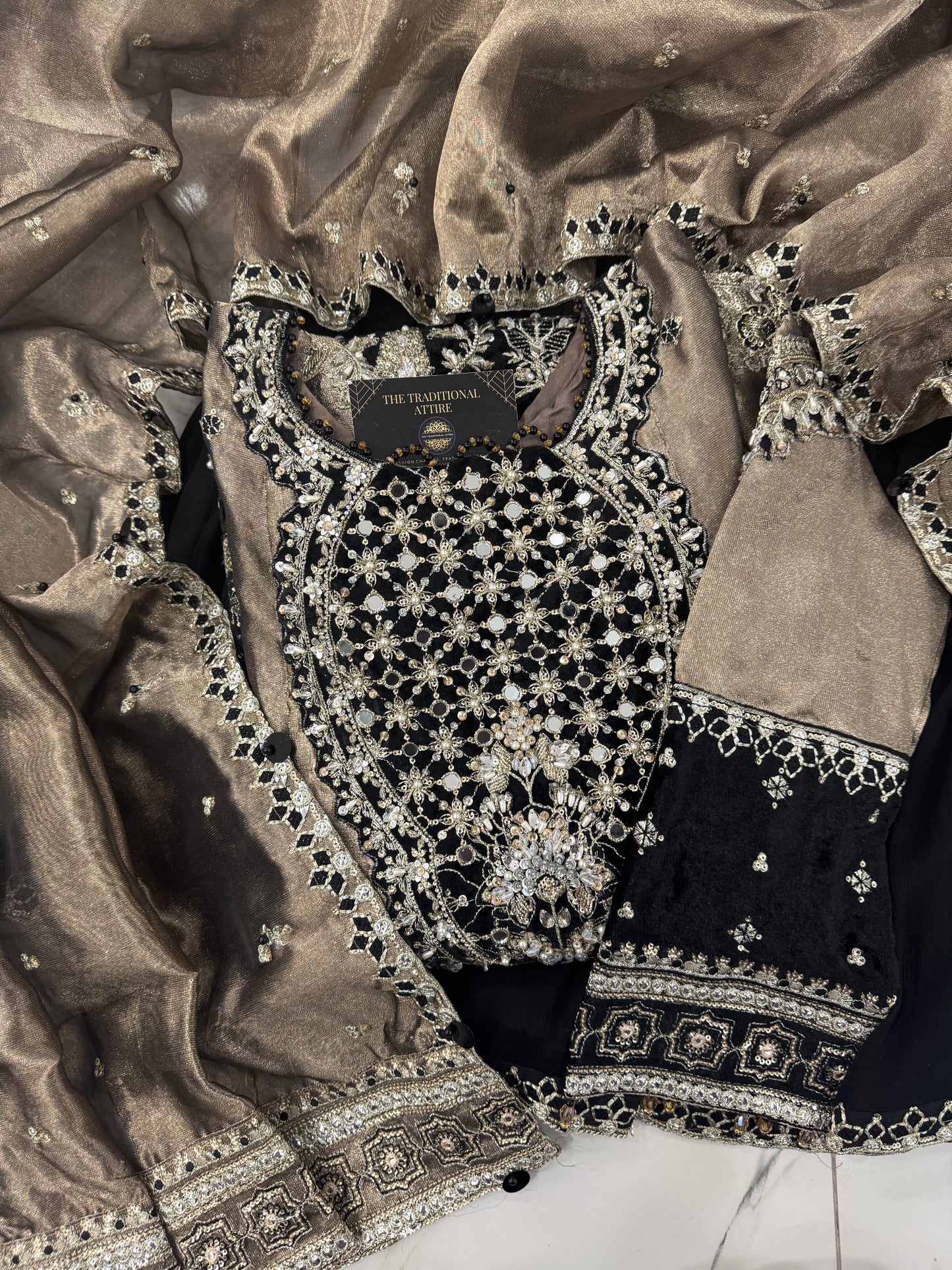 DILDARA - Luxury masoori peplum dress with gharara