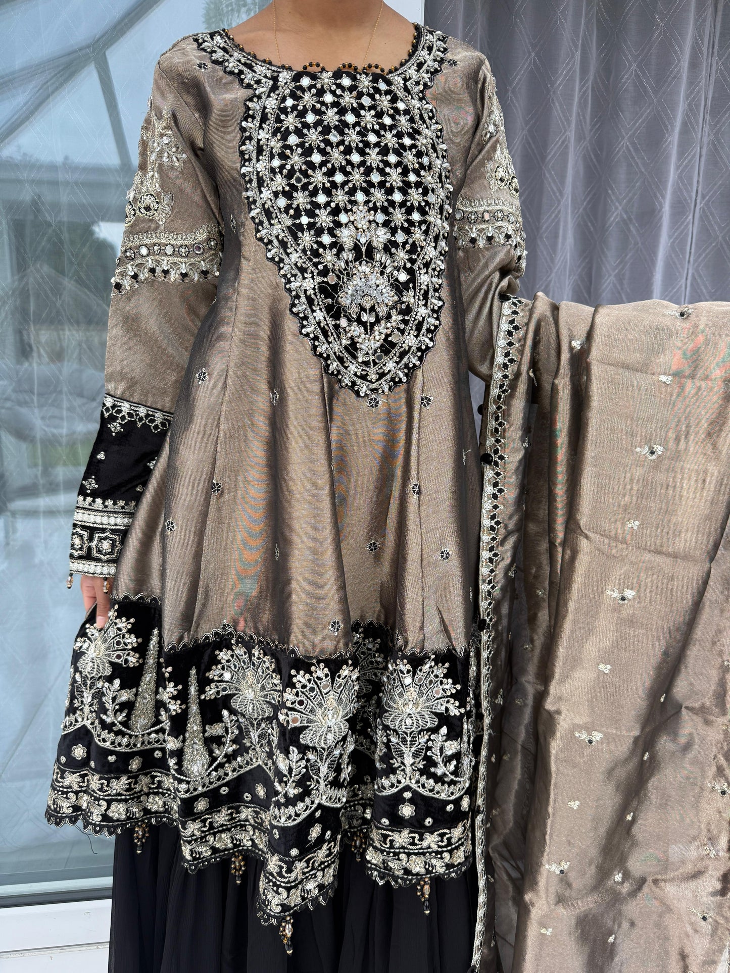 DILDARA - Luxury masoori peplum dress with gharara