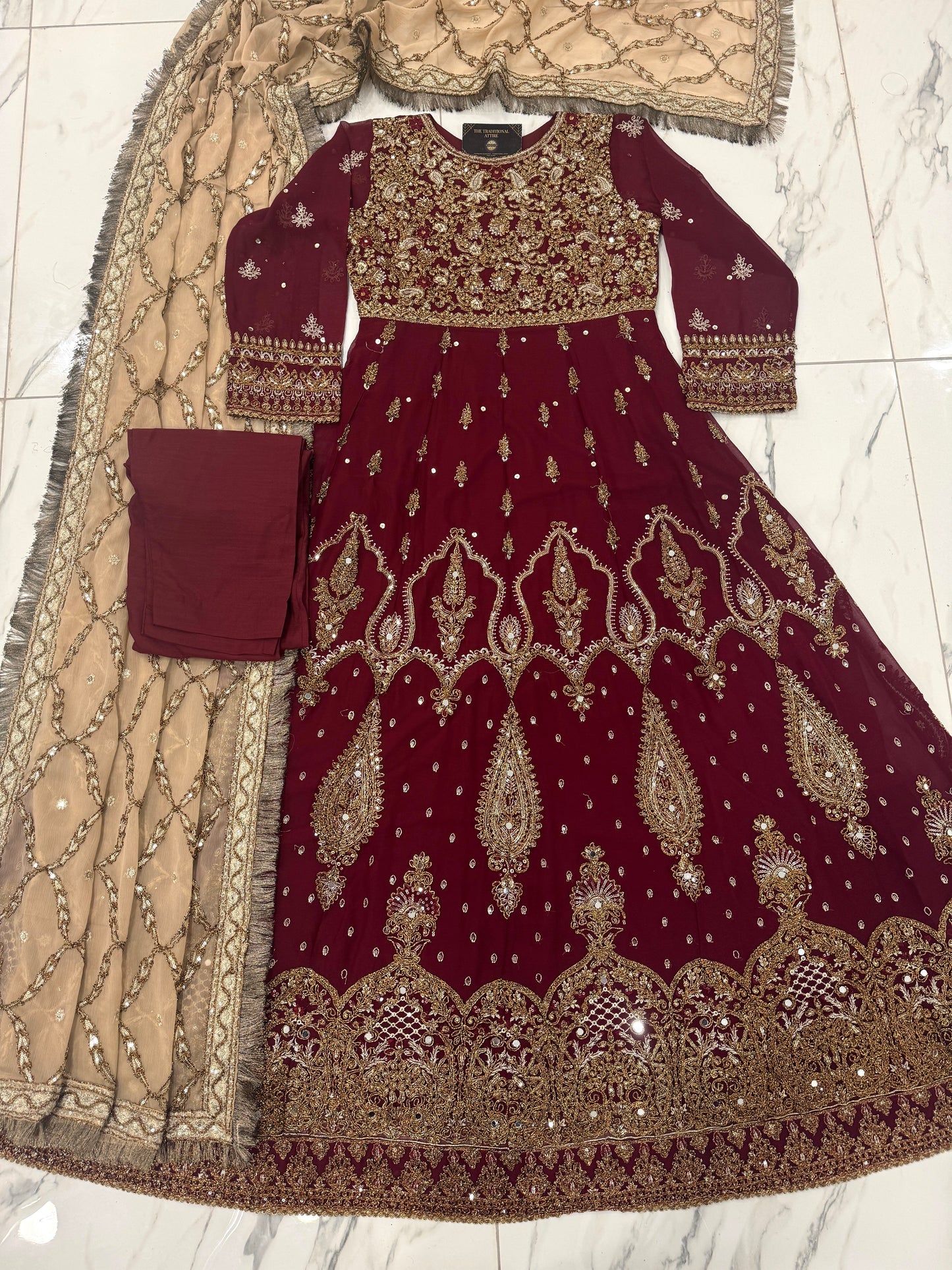 ISHQ - Embroidered chiffon readymade maxi dress