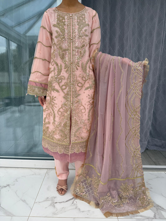 LAMHE - Embroidered chiffon readymade outfit