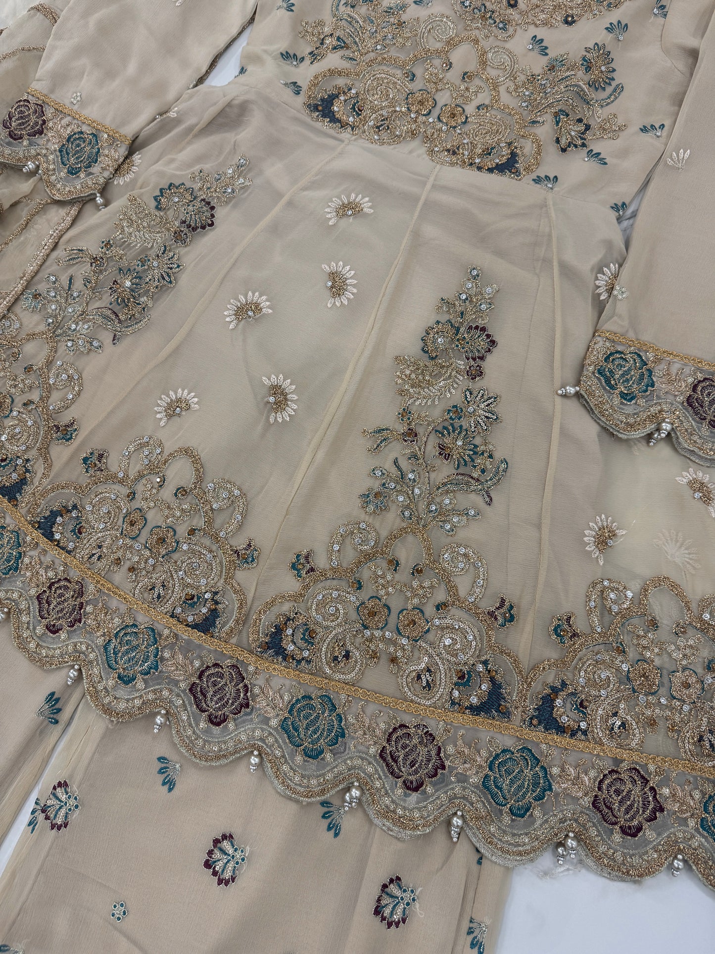 SAMAN - Luxury chiffon peplum dress with plazo