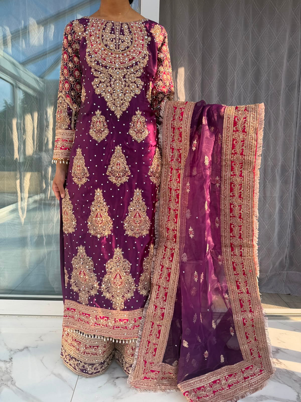 HEERIYE - Luxury embroidered silk kameez with plazo