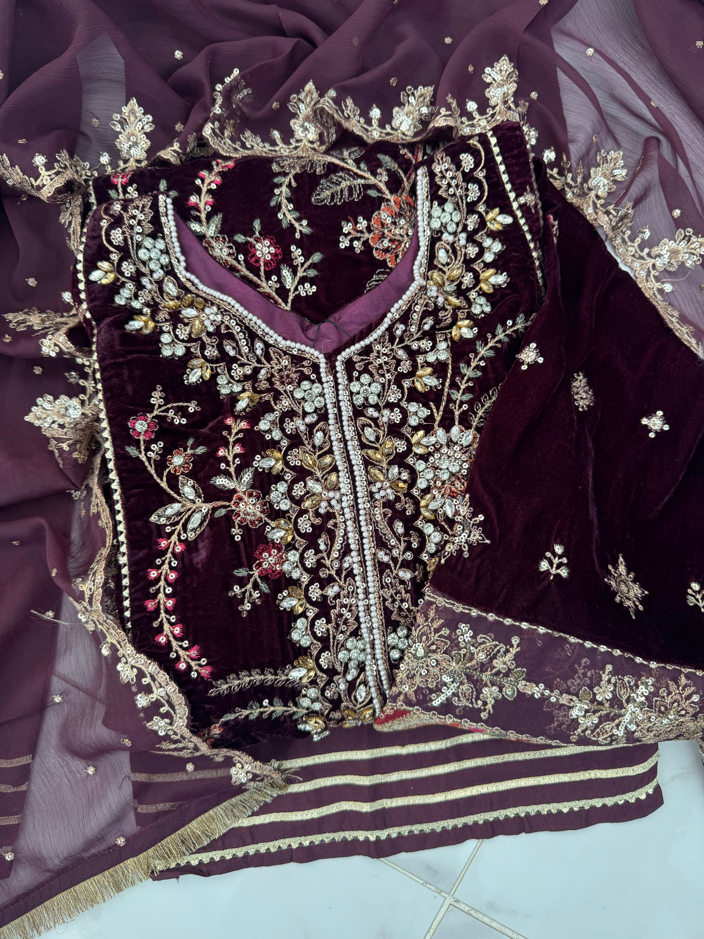 ZAHRA VELVET MARIA B INSPIRED - PURPLE