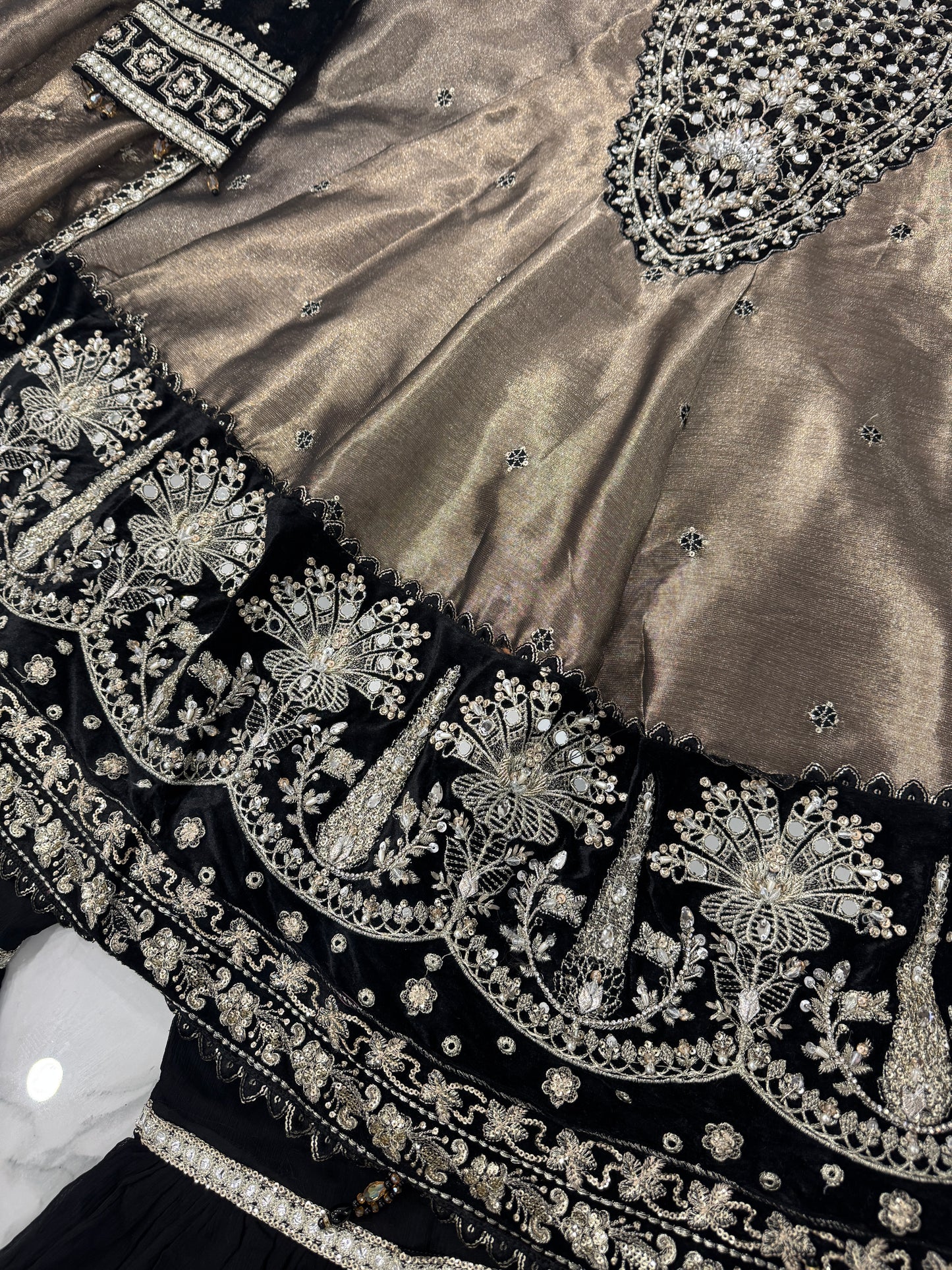 DILDARA - Luxury masoori peplum dress with gharara